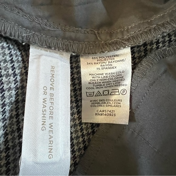 🆕 EUC LOFT High Waist Straight Leg Houndstooth grey and blue pants - Picture 10 of 14